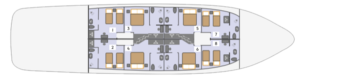 Mini cruiser Equator lower deck plan
